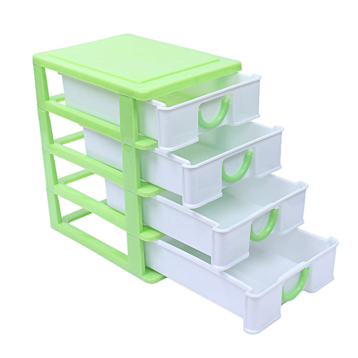 Heart Home Plastic Four Layer Drawer Storage Cabinet Box (Green)- CTHH21675