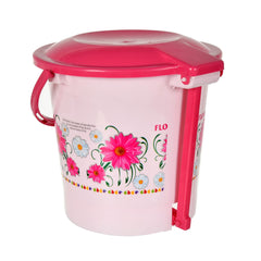 Kuber Industries Flower Printed Plastic Pedal Dustbin With Lid & Handle For Home/Kitchen/Office, 5 Ltr (Pink), HS39KUBMART022431