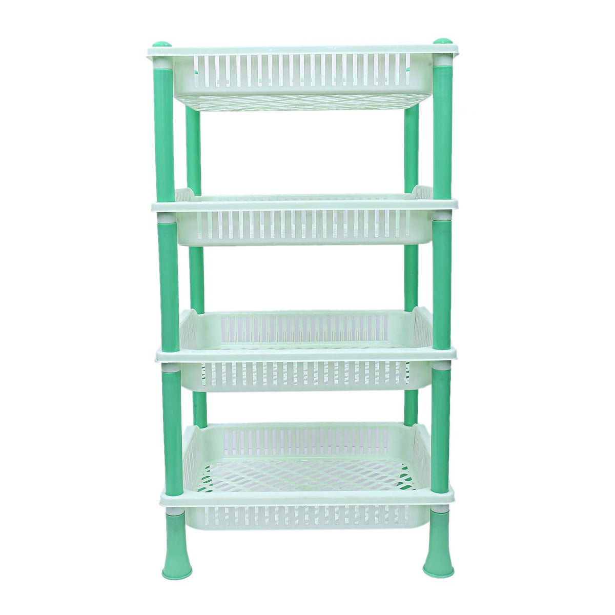 Kuber Industries Plastic 4 Layer Multi-purpose Kitchen Storage Basket Rack (Green)-CTKTC25283,standard