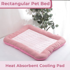Homestic Rectangular Dog & Cat Bed|Yarn Dyed Oxford Cloth|Nylon and Polyester with Cotton Filling|Self-Cooling Bed for Dog & Cat|Small Light-Weight & Durable Dog Bed|ZQCJ005P-L|Pink