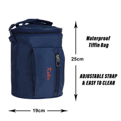 Heart Home Lunch Bag | Canvas Waterproof Tiffin Bag for Office | Adjustable Shoulder Strap with One Small Zipper Pocket | Blue