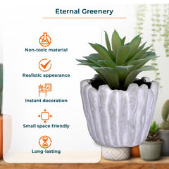 Kuber Industries Artificial Plants for Home Décor|Natural Looking Indoor Fake Plants with Pot|Artificial Flowers for Decoration (Green)