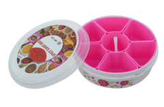 Kuber Industries Airtight Plastic Masala (Spice) Box/Dabba/Spice Organiser with Lid & 7 Containers (Pink & White)-KUBMART15535, standard
