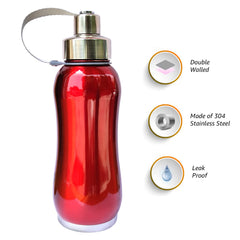 Heart Home Stainless Steel Insulated Water Bottle with Strainer for Home & Traveling, 1Ltr.-Pack of 2 (Maroon) 54HH4310.