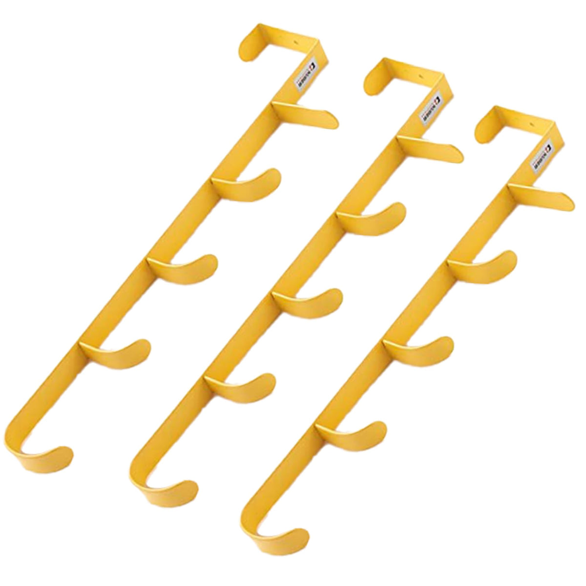Kuber Industries 5-Level Cloth Hanger|Multipurpose Cloth & Towel Holder|Iron Spray Material|Easy Installation|Interchangeable Over The Door Towel Holder|ZT-3115(Y) Pack of 3|Yellow