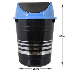 Kuber Industries Plastic Dustbin/Wastebin With Swing Lid, 10 Liter- Pack of 2 (Black & Blue)-47KM0889