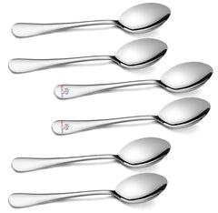 Heart Home 6 Piece Stainless Steel Mercury Tea Spoon Table Spoon Set (Silver)-KUBMART15674, Pack of 6