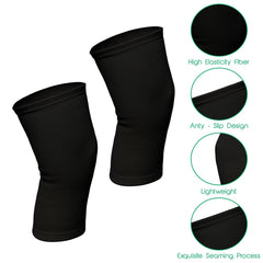 Kuber Industries Knee Cap | Cotton 4 Way Compression Knee Sleeves |Sleeves For Joint Pain | Sleeves For Arthritis Relief | Unisex Knee Wraps | Knee Bands |Size-XXL|1 Pair|Black