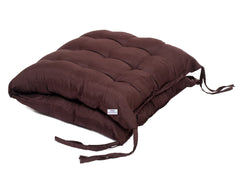 Heart Home Microfiber Back and Seat Chair Cushion with Ties Set of 2 (Brown)