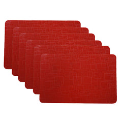 Kuber Industries Checkered Design PVC 6 Pieces Dining Table Placemat Set (Red)-CTKTC29812