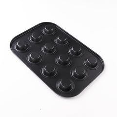 Kuber Industries 12 Slots Non-Stick Cup Cake Tray|Cup Cake Mould for Baking|Idol for Muffin, Small Cake (Black)