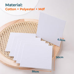 Homestic Blank Cotton Canvas Boards for Painting 30x30 CM Pack of 6 (White)