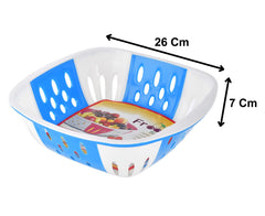 Heart Home Large Multi-Purpose Plastic Storage Baskets for Fruits Vegetables and Kitchen Fridge Dining Table- Pack of 2 (Pink & Blue)-HS42KUBMART25398