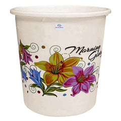Heart Home Printed 2 Pieces Unbreakable Virgin Plastic Multipurpose Bucket & Dustbin Set (White)