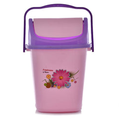 Kuber Industries 2 Pieces Pluto Plastic Swing Printed Garbage Waste Dustbin for Home, Office with Handle, 5 Liters (Purple)-KUBMART3098