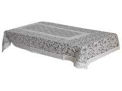 Kuber Industries Leaf Design Cotton Center Table Cover/Table Cloth for Home Decorative Luxurious 4 Seater, 60"x40" (White)