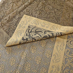 Kuber Industries Center Table Cover and Door Mat Set | Cotten Table Cloth for 4 Seater 150 x 100 x 1 cm (Gold)| Super Absorbent, Quick Dry, Anti Slip Bathroom Mat 40 x 60 cm (Blue)