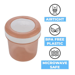 Heart Home Containers Set for Kitchen|BPA-Free Plastic 350 ML Storage Containers Set with Spoon for Kitchen Set of 3 (Brown)