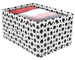 Kuber Industries Dot Printed Printed Multipurposes Rectangular Flodable Storage Box, Drawer Storage and Cloth Organizer- Pack of 3 (Black & White)-HS43KUBMART26345