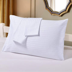 Kuber Industries 144TC Cotton Luxurious Striped Pillow Cover - 2 Pieces (25"x17", White, Standard Size, CTKTC13938)