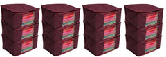 Kuber Industries 12 Piece Non woven Saree Cover Set, Maroon