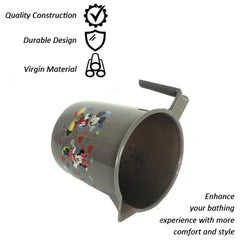 Heart Home Disney Team Bathroom Mug | Plastic Bath Mug for Bathroom | Mug for Bathroom | Mug for Toilet | Washroom Jug | 111 Bath Mug | 1 LTR | Pack of 4 | Gray