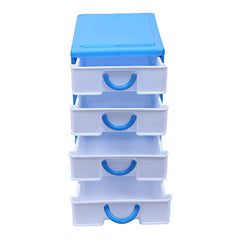 Heart Home Plastic Four Layer Drawer Storage Cabinet Box (Blue) - CTHH12619