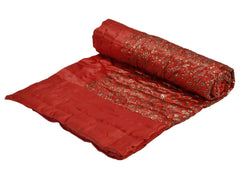 Kuber Industries Floral Print Soft Light Weight Microfiber Filler Silk Double Bed Razai, Quilt, Comforter, Blanket, 90"x100" (Maroon)-48KM07, Queen