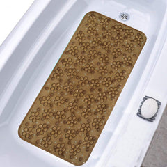 Kuber Industries Flower Design PVC Non Slip Bath Mat with Suction Cups 27"x14" (Brown) - CTKTC030403