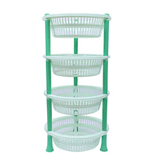 Kuber industries Plastic 4 Layer Multi-Purpose Kitchen Storage Basket Rack (Green)-CTKTC25210