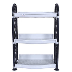 Heart Home Organising Rack|Unbreakable Plastic 3 Shelves Kitchen Storage Stand|Durable Wall Mounted Jar Kitchen Utensils Organizer (Gray)