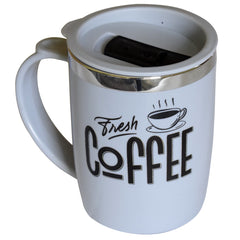 Kuber Industries Double Wall Vacuum Insulated Food Grade BPA Free Plastic Coffee Mug with Lid (Grey)