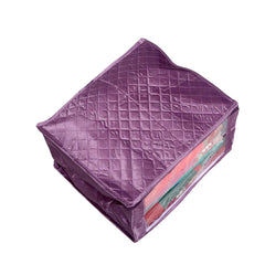 Kuber Industries Designer 2 Pieces Saree Cover Large Size in Purple Satin Material with Capacity of Upto 15 Sarees/Wedding Gift (Purple)-KUBMART2811