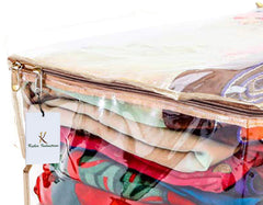 Kuber Industries Transparent Multi Saree Cover, Gold, Standard (SKUKI001455)