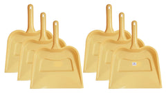 Heart Home Plastic Lightweight 12" Dustpan With Comfort Grip Handle for Easy Sweep Broom, Pack of 6 (Cream)
