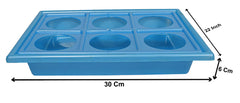 Kuber Industries Plastic 6 Slots Glass Holder Tray (Blue)