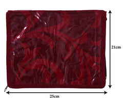 Kuber Industries Floral Print PVC Laminated Portable Jewellery Organizer With 4 Pouches & 2 Bangle Pouches For Home and Travel Pack of 2 (Maroon)