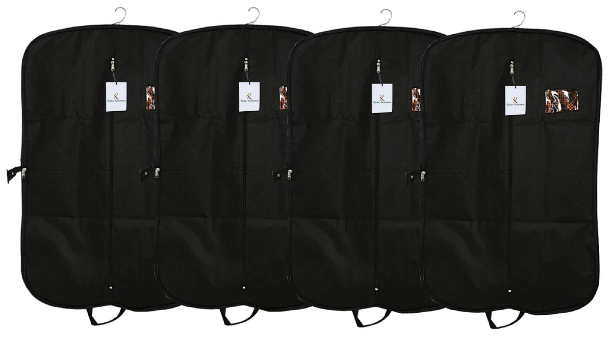 Kuber Industries Foldable 4 Piece Non Woven Coat Cover, Black
