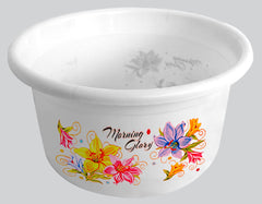 Kuber Industries Printed 3 Pieces Plastic Bucket, Mug & Tub Set (White)