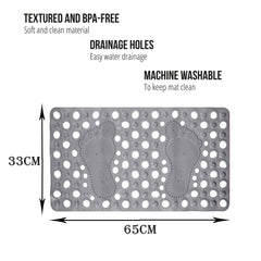 Heart Home Bath Mat | PVC Bathroom Mat | Shower Bath Mat | Hole Bath Tub Mat | Foot Massager Mat | Anti-Skid Shower Mat with Drain Holes | Gray
