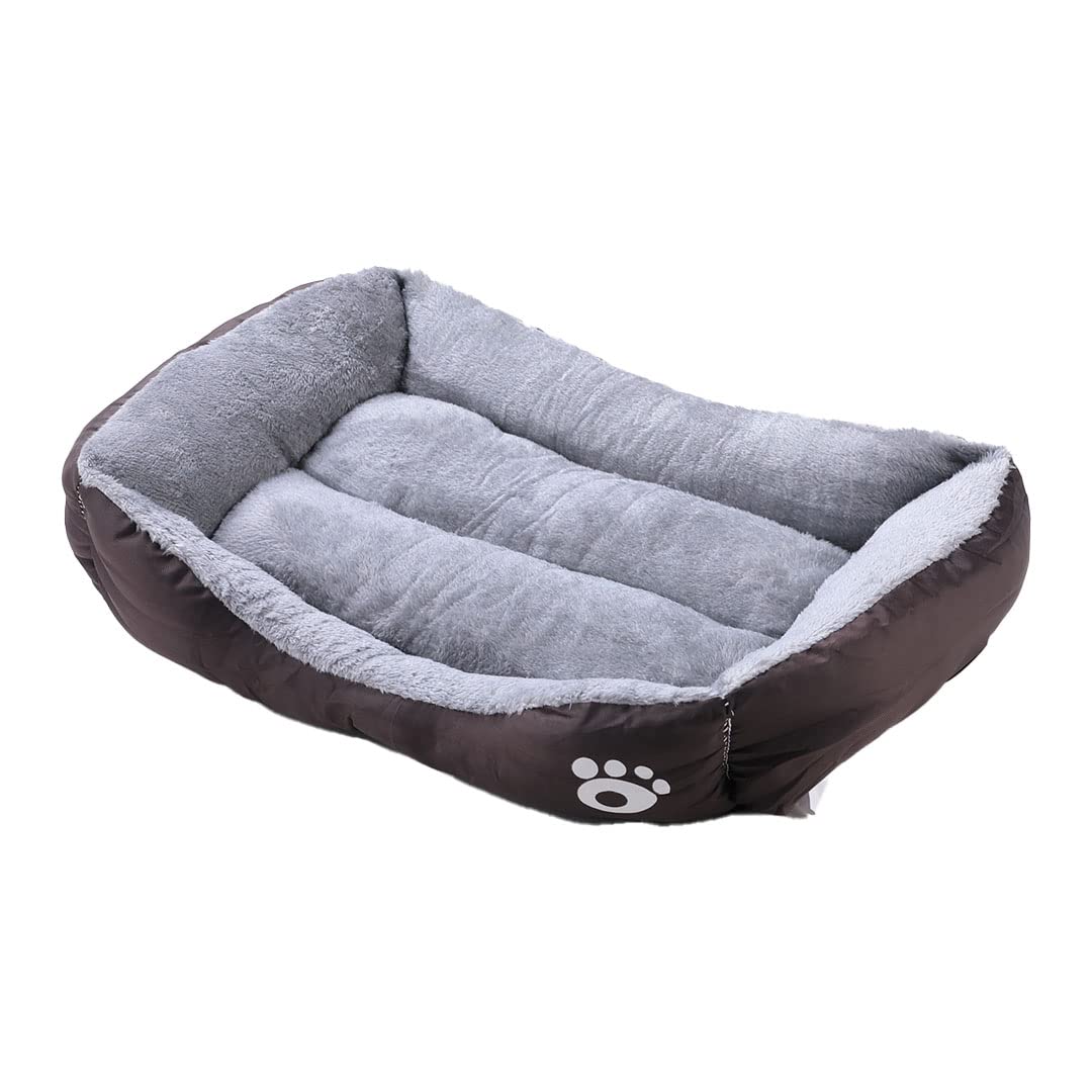 Kuber Industries Dog & Cat Bed|Polyester Face with Cotton & Polyester Filling|Comfortable and Durable|Rectangle Pet Bed for Enhanced Stretching Space|Machine Wash|QY036BR-M|Brown