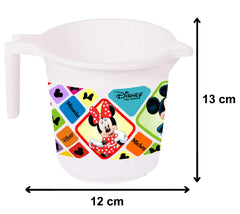 Heart Home Disney Mickey Minnie Print 2 Pieces Unbreakable Virgin Plastic Bathroom Bucket with Mug Set- White, (1 Pc 16 LTR Bucket & 1 Pc 500 ML Mug) -HS_35_HEARTHS17938
