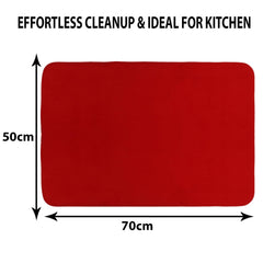 Kuber Industries Dish Dry Mat | Microfiber Drying Mat | Kitchen Drying Mat | Reversible Mat | Kitchen Absorbent Mat | Dish Dry Mat for Kitchen | 50x70 | Pack of 2 | Red
