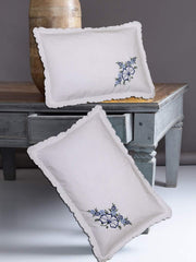 Kuber Industries Embroided Design 2 Piece Cotton Pillow Cover Set-17"x27" (White) Luxury Pillow Covers - CTKTC40269