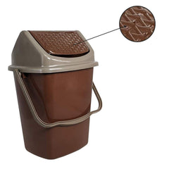 Kuber Industries Delight Plastic Swing Garbage Waste Dustbin for Home, Office with Handle, 5 Liters (Brown)