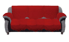 Kuber Industries Circle Design Cotton Solid 5 Seater Sofa Cover Set with 6 Pieces Arms Cover KUBMART11941, 178 x 74 x 1 cm - Set of 16 (Maroon)