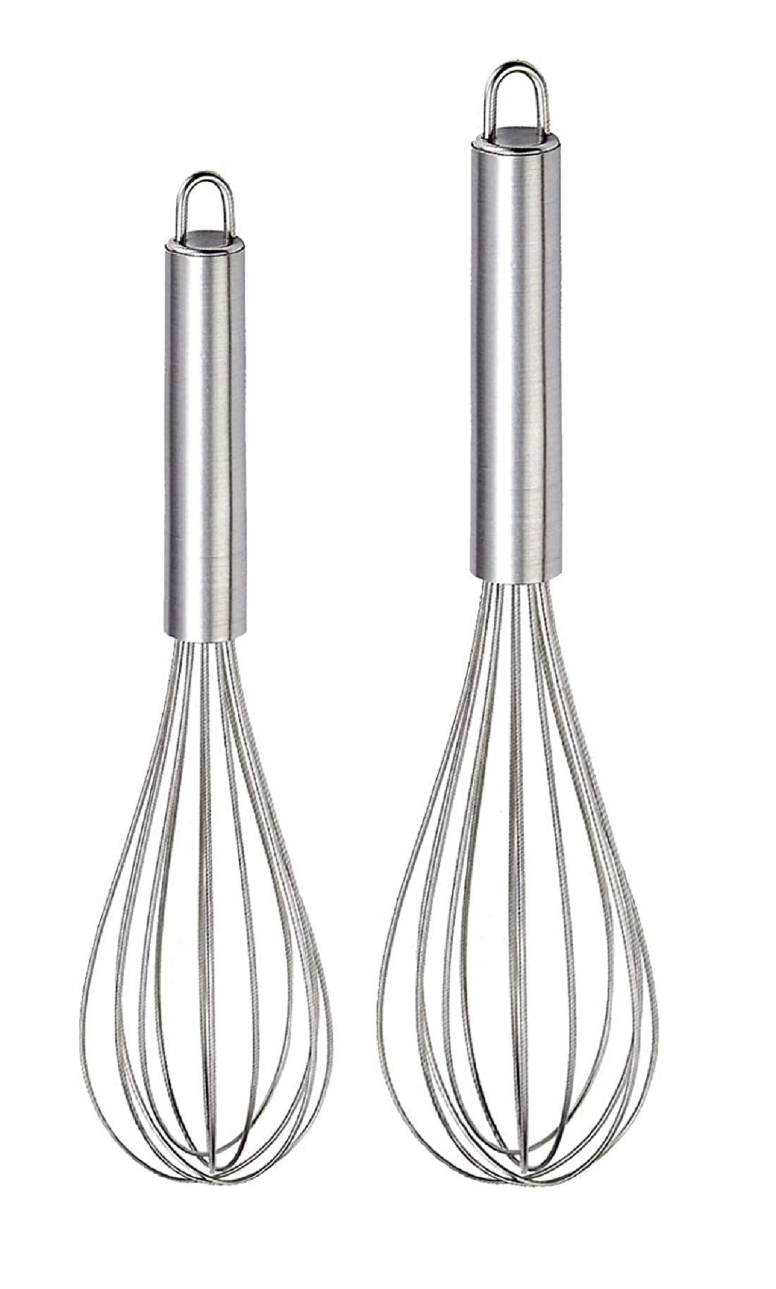 Kuber Industries 2 Pieces Stainless Steel Hand Blender Mixer Froth Whisker Latte Maker for Milk Coffee Egg Beater Juice, 20 cm,25 cm (Silver) - CTKTC030358