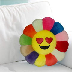 Kuber Industries Emoji Smiley Velvet Cushion - 15.7"x15.7", Multicolour