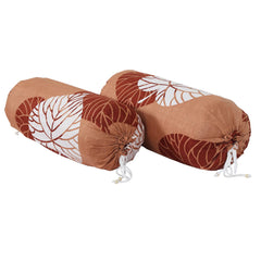 Kuber Industries Bolster Cover|Soft Cotton Bolster Cover Set|Diwan Round Bolster Pillow Covers|Luxurious Leaf Print Roll Masand Cover|16x32 Inch|Pack of 2 (Coral)