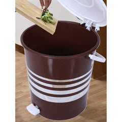 Kuber Industries Dustbin|Plastic Pedal Dustbin|Kitchen Inner Bucket Waste Paper Bin|Dustbin For Bedroom|Silver Layer 10 Litre Dustbin (Brown)